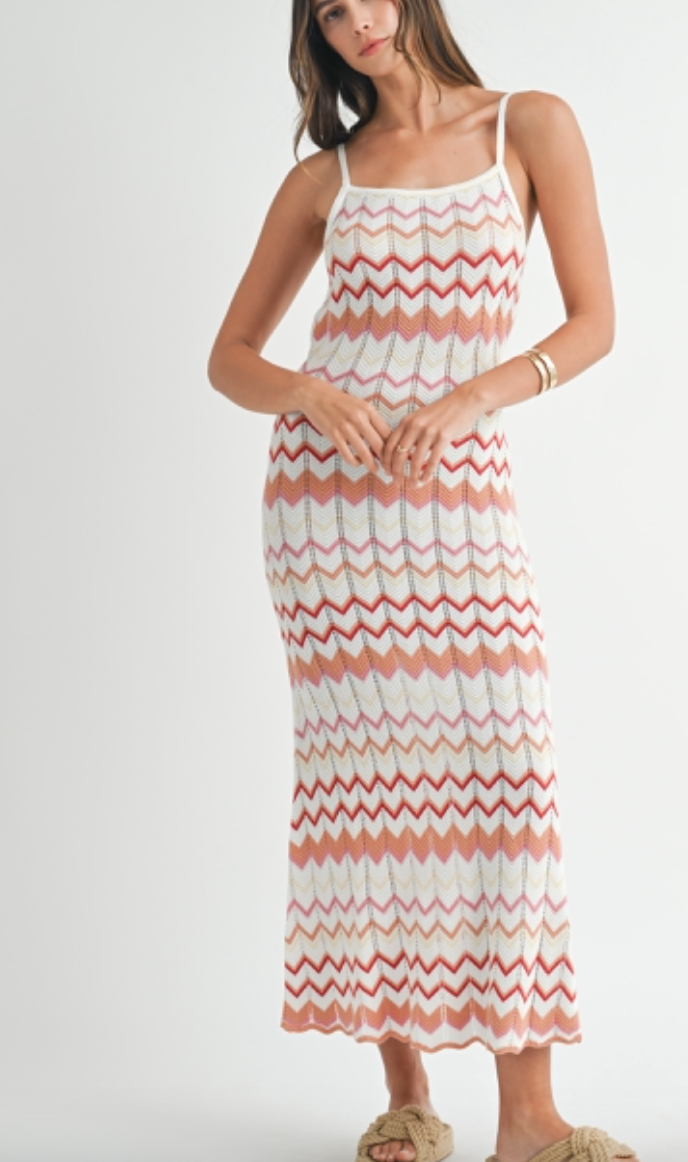 Pointelle Chevron Maxi Dress