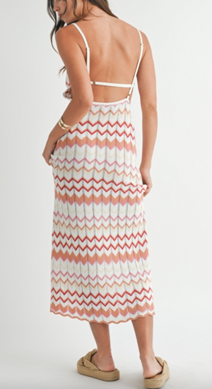 Pointelle Chevron Maxi Dress